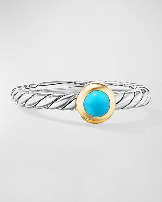 David Yurman Blue Cable Flex Ring With Gemstone