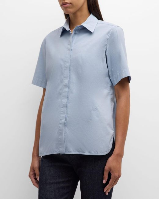 Max Mara Blue Adunco Button-Front Short-Sleeve Shirt