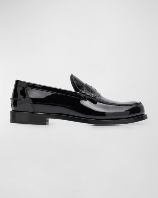Givenchy Black Mr G Patent Leather Penny Loafers for men