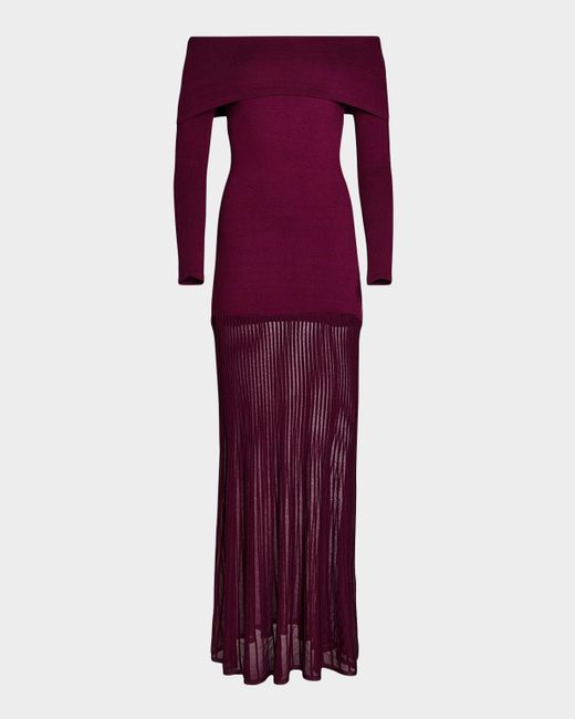 SER.O.YA Purple Isotta Off-Shoulder Knit Dress