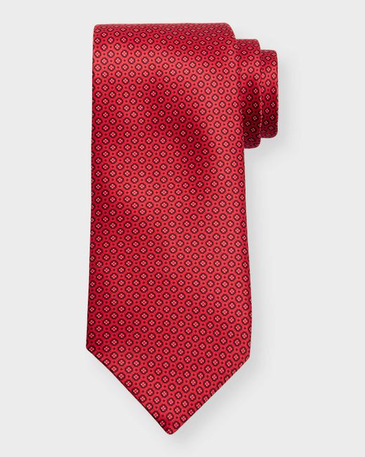 Stefano Ricci Red Silk Micro-geometric Tie for men