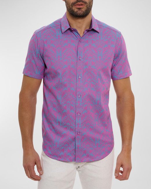 Robert Graham Purple Highland Short-Sleeve Shirt for men
