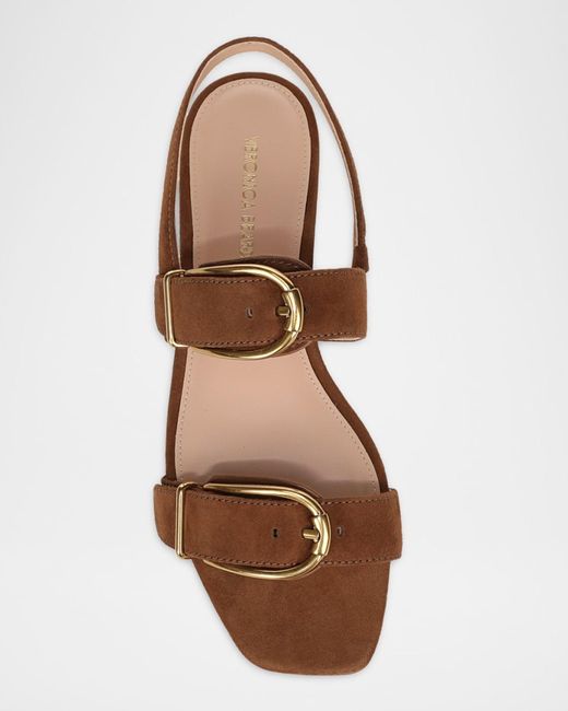 Veronica Beard Brown Maglio Suede Flat Sandals