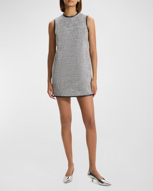 Theory Gray Tweed Canvas Sleeveless Mini Dress