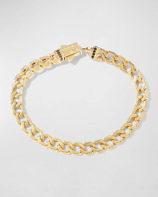 Konstantino Metallic 18k Gold Black Diamond Filigree Chain Bracelet for men