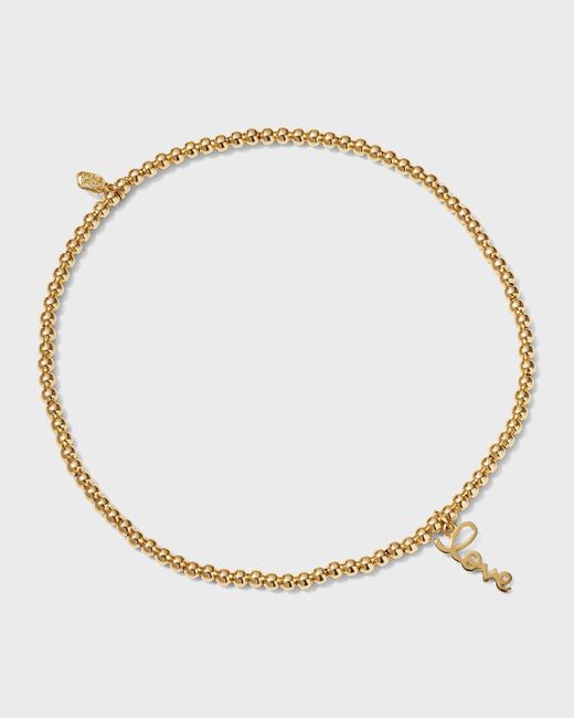 Sydney Evan Natural 2mm Gold Bead Bracelet With Pure Love Charm