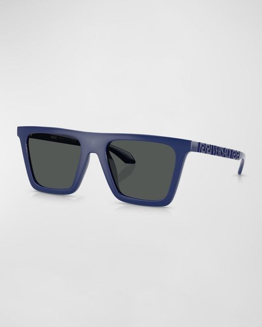 Versace Blue Greca Logo Nylon Square Sunglasses for men