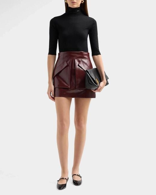 AKNVAS Purple Cherry Faux Leather Mini Skirt