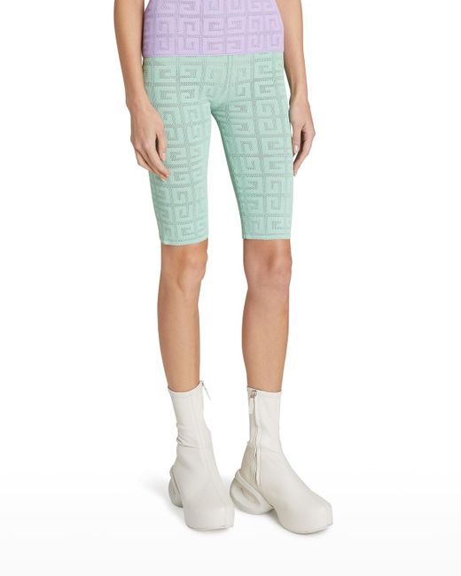 Givenchy Green 16GG Monogram Lace Cycling Shorts
