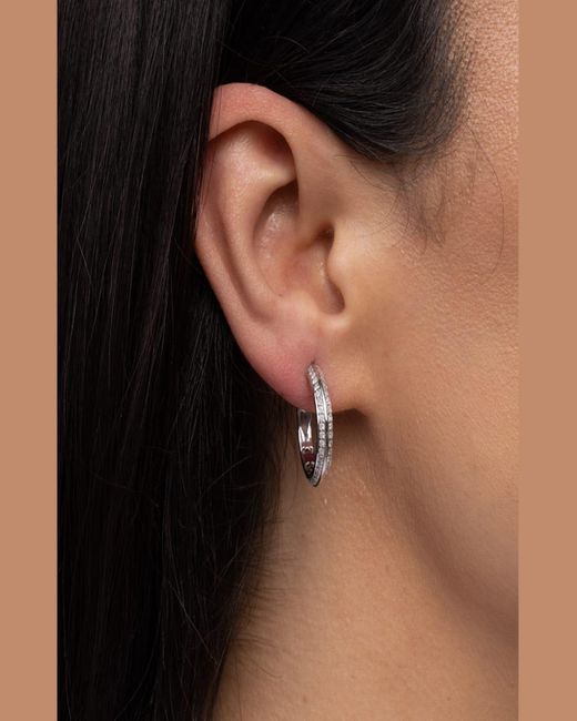 Sheryl Lowe Metallic Sterling Silver Knife Hoop Diamond Earrings