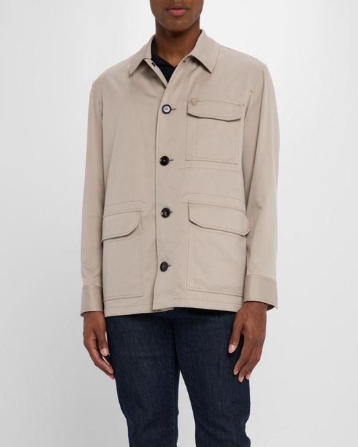 Brioni Natural Apos;S Cotton And Wool Work Jacket for men