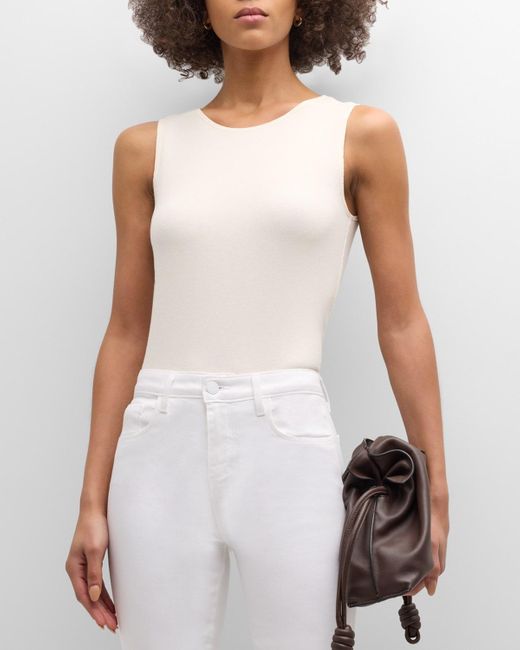 L'Agence White Shelly Scoop-Neck Tank Top