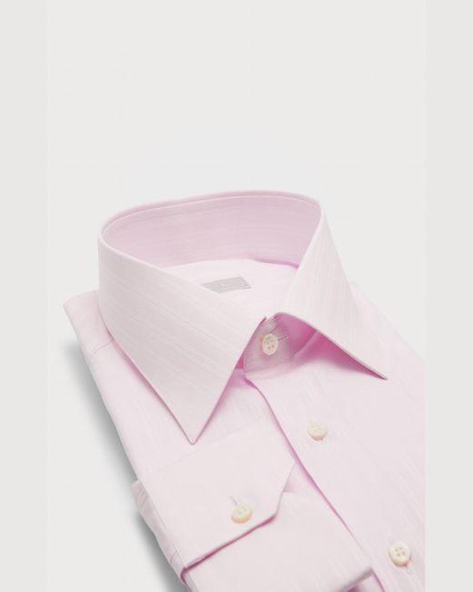 Stefano Ricci Pink Tonal Stripe Cotton Dress Shirt for men