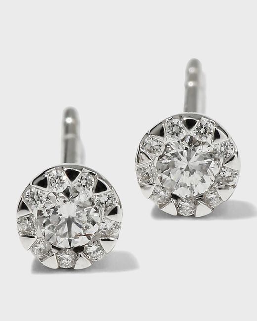 Memoire Metallic 18k White Gold Diamond Bouquet Stud Earrings