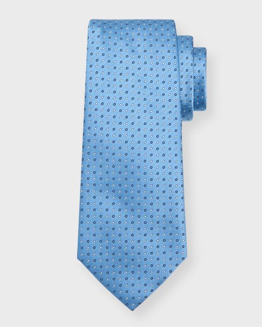 Giorgio Armani Blue Silk Jacquard Polka Dot Tie for men