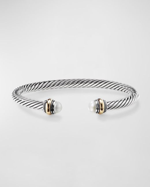 David Yurman Gray Cable Bracelet With Gemstone In Silver With 14k Gold, 5mm