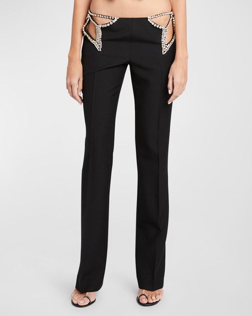 Stella McCartney Black Star Embellished Cutout Slim-leg Pants