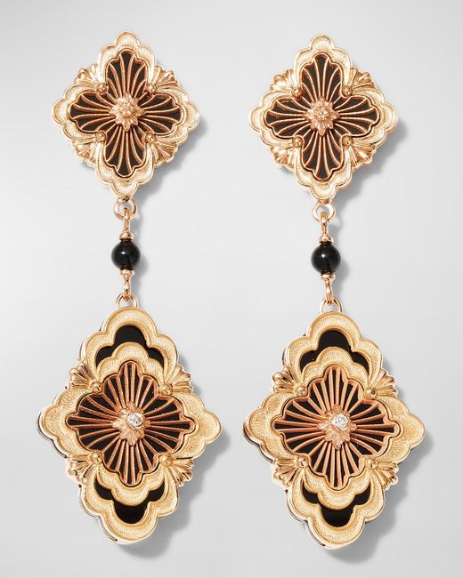 Buccellati Metallic Opera Tulle Pendant Earrings With Onyx, Diamonds And 18k Pink Gold