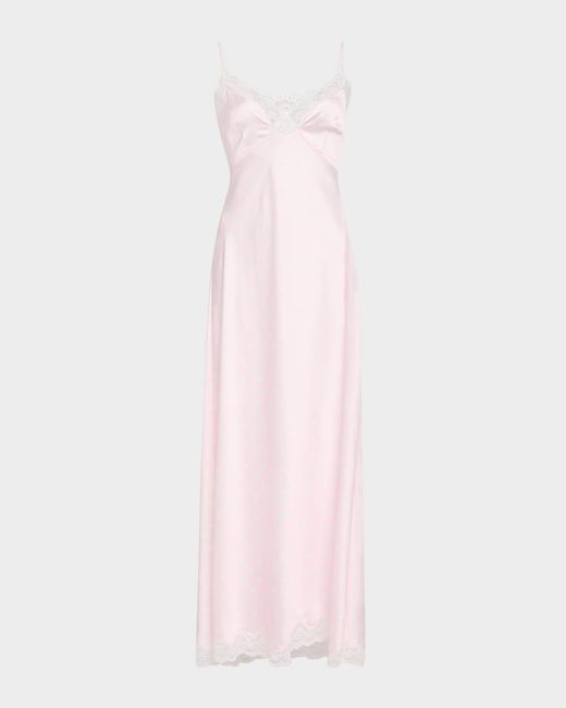 love shack fancy pink slip dress Orianna Silk-Blend Maxi Slip Dress PECHE / 10