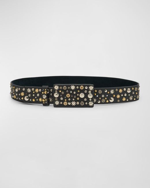 Streets Ahead Black Studded Mixed-metal Leather Belt