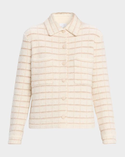 TSE Natural Button-Down Boxy Grid Jacket