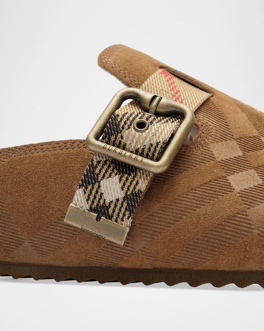 Burberry Brown Urchin Shearling-Lined Suede Clogs