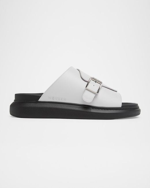McQueen White Apos;S Rubber Overlapping-Upper Buckle Sandals for men