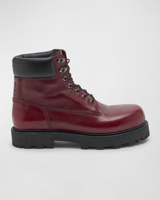 Givenchy Red Show Leather Lace-Up Boots for men