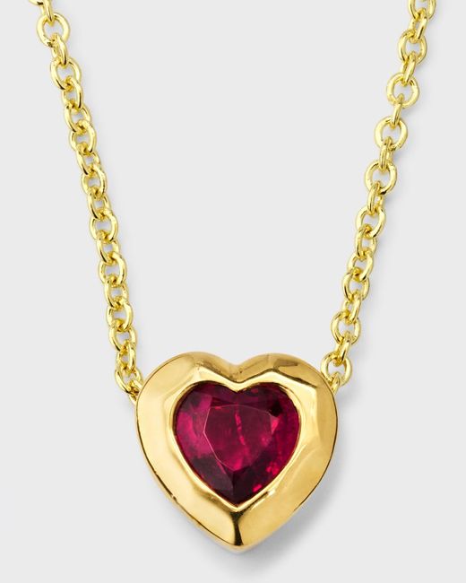 Ippolita Pink 18k Rock Candy Caramella Heart Pendant In Rubellite, 16-18"lches