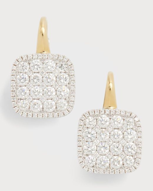 Frederic Sage Metallic Yellow And White Gold Firenze Ii Diamond Cushion Polished Earrings