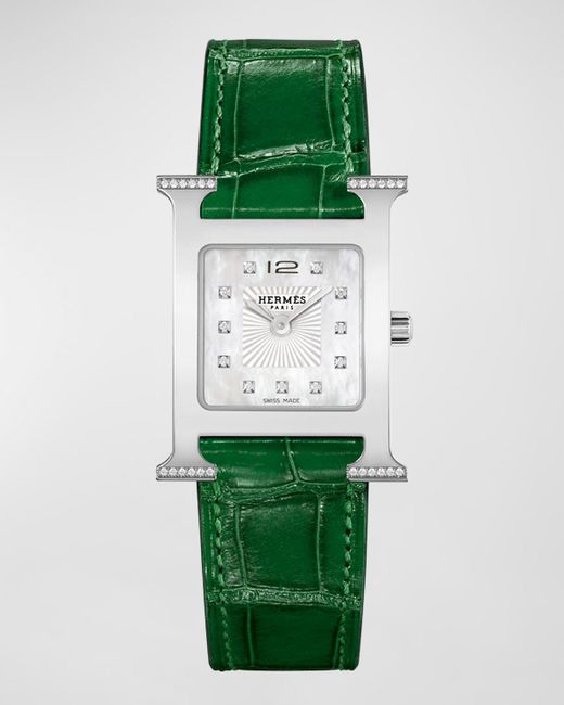 Hermès Green Heure H Watch, Small Model, 25 Mm