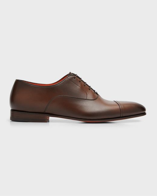 Santoni Dole Cap Toe Leather Oxfords in Brown for Men | Lyst