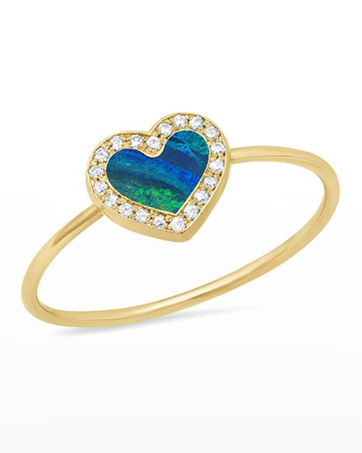 Jennifer Meyer Blue 18K Diamond Heart Ring
