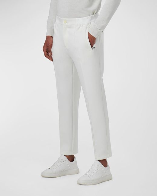 Bugatchi White Pintuck Knit Jogger Pants for men