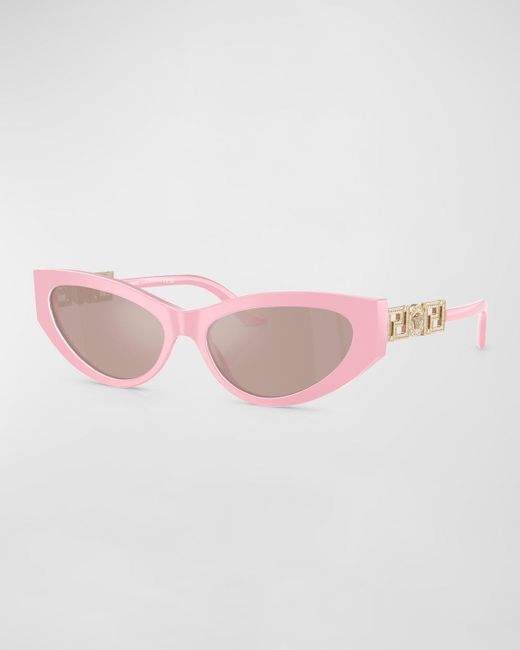 Versace Pink Bright Greca Embellished Cat-eye Sunglasses