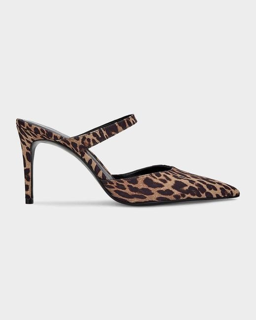Stuart Weitzman Brown Stuart Power 85Mm Leopard-Print Mules