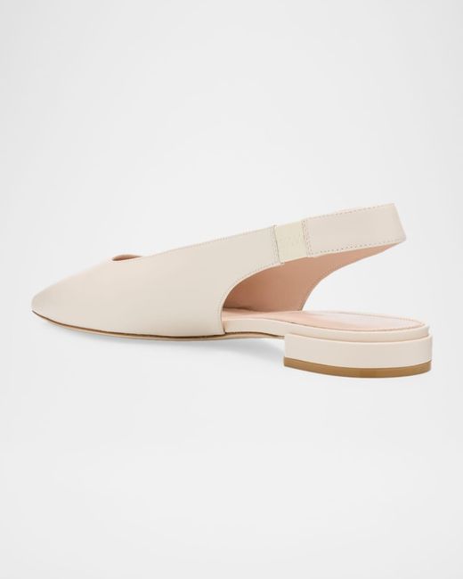 Stuart Weitzman White Stassi Leather Slingback Flats