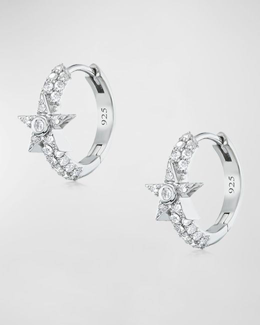 Sheryl Lowe Metallic Star 3-row Diamond Huggie Earrings