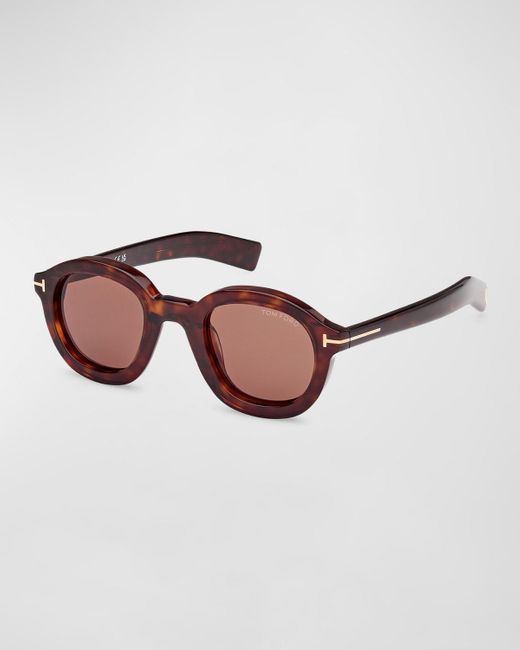 Tom Ford Brown Raffa Acetate Round Sunglasses for men