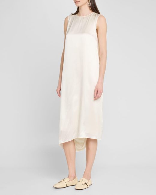 loewe draped silk dress Black Draped Woven Silk Dress