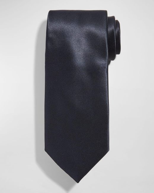 Stefano Ricci Blue Solid Silk Satin Tie for men
