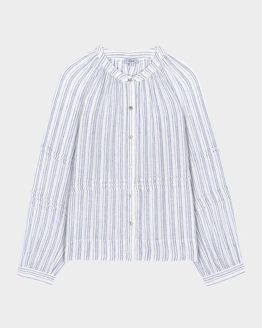 Rails White Frances Button-Front Linen Blouse