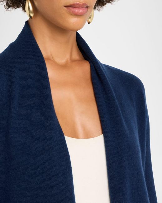 Neiman Marcus Blue Cashmere Basic Open Cardigan