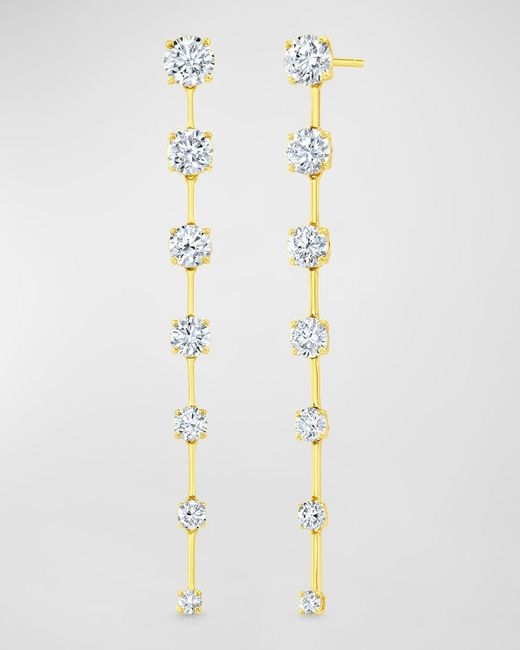 Rahaminov Diamonds White 18k Yellow Gold Graduated Round Diamond Dangle Bar Earrings