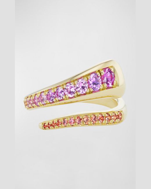 Emily P. Wheeler Metallic Wrap Ring In 18k Yellow Gold And Pink Sapphires