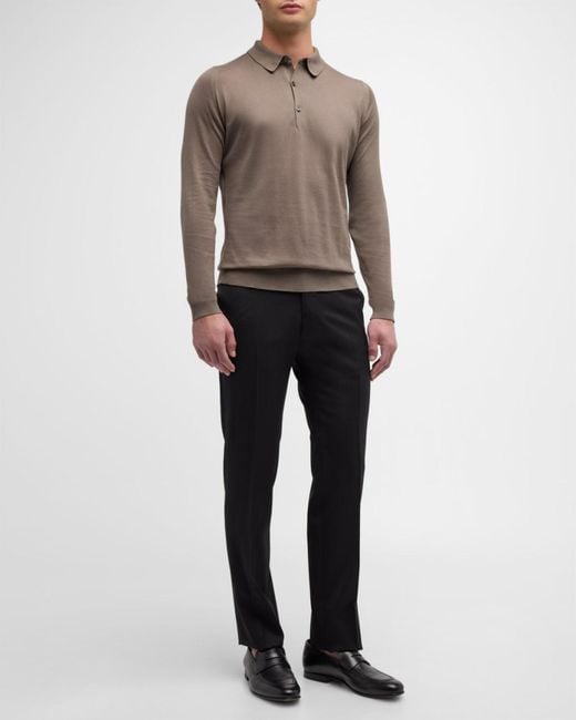 Emporio Armani Gray Basic Flat-front Wool Trousers for men