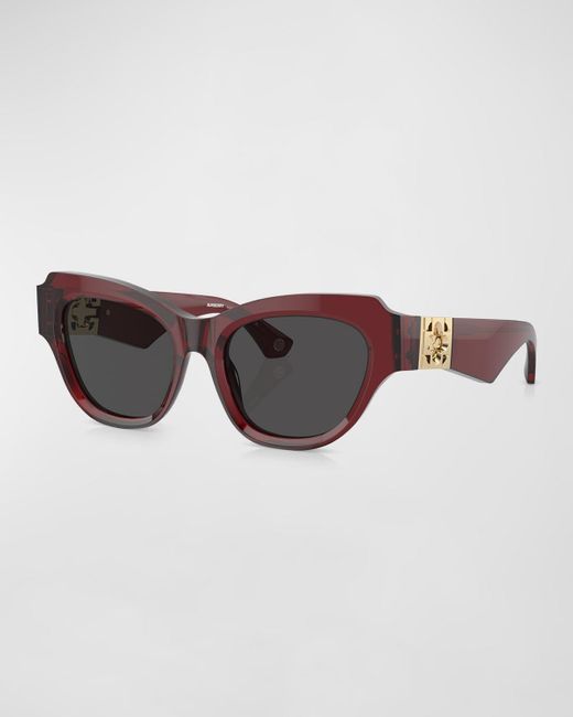 Burberry Brown Beveled Acetate & Plastic Cat-Eye Sunglasses
