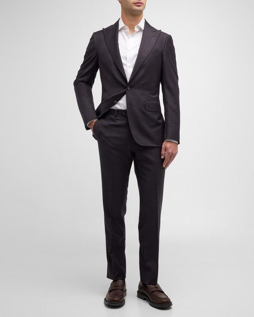 Canali Black Tonal Check Wool Suit for men