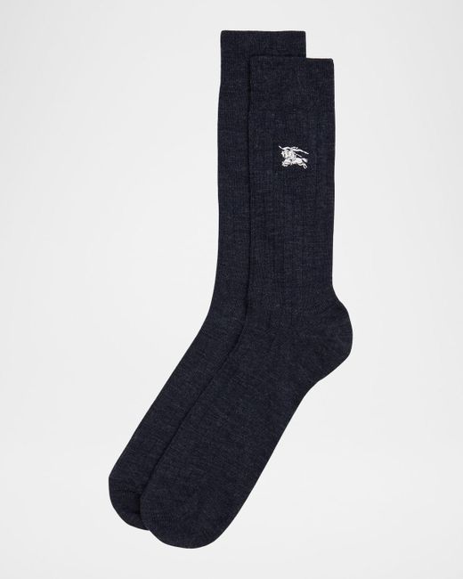 Burberry Blue Embroidered Ekd Crew Socks for men