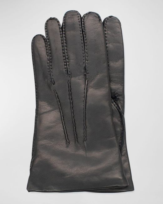 Portolano Gray Napa Cashmere-Lined Gloves for men